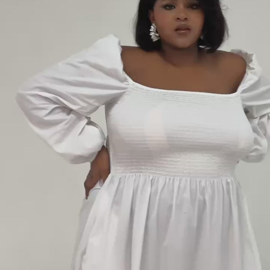 plus-size white midi dress